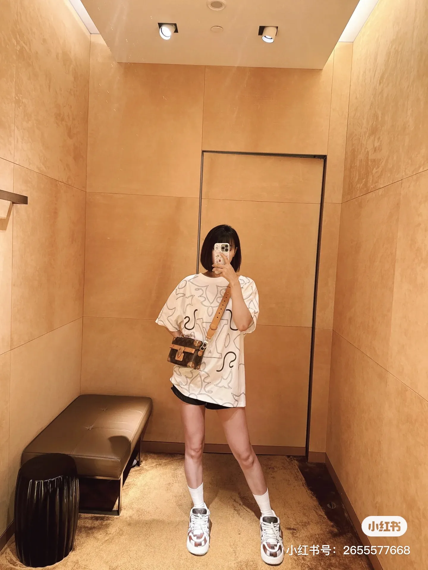 Louis Vuitton/Louis Vuitton presbyopic line pattern printed short sleeves